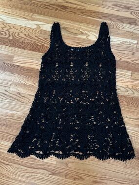 Rayikhosla Black Solataire Large Crochet Knit Tank Top - L
